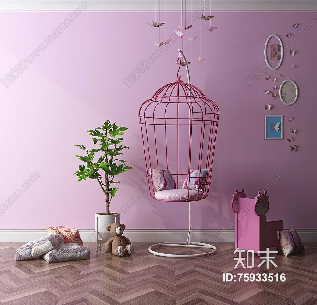现代吊椅摆件组合3D模型下载【ID:75933516】