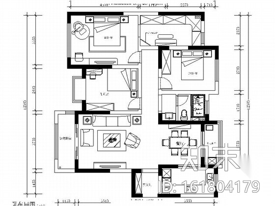 [江苏]128平美式简约风格三居室雅居CAD装修施工图（含效...cad施工图下载【ID:161804179】