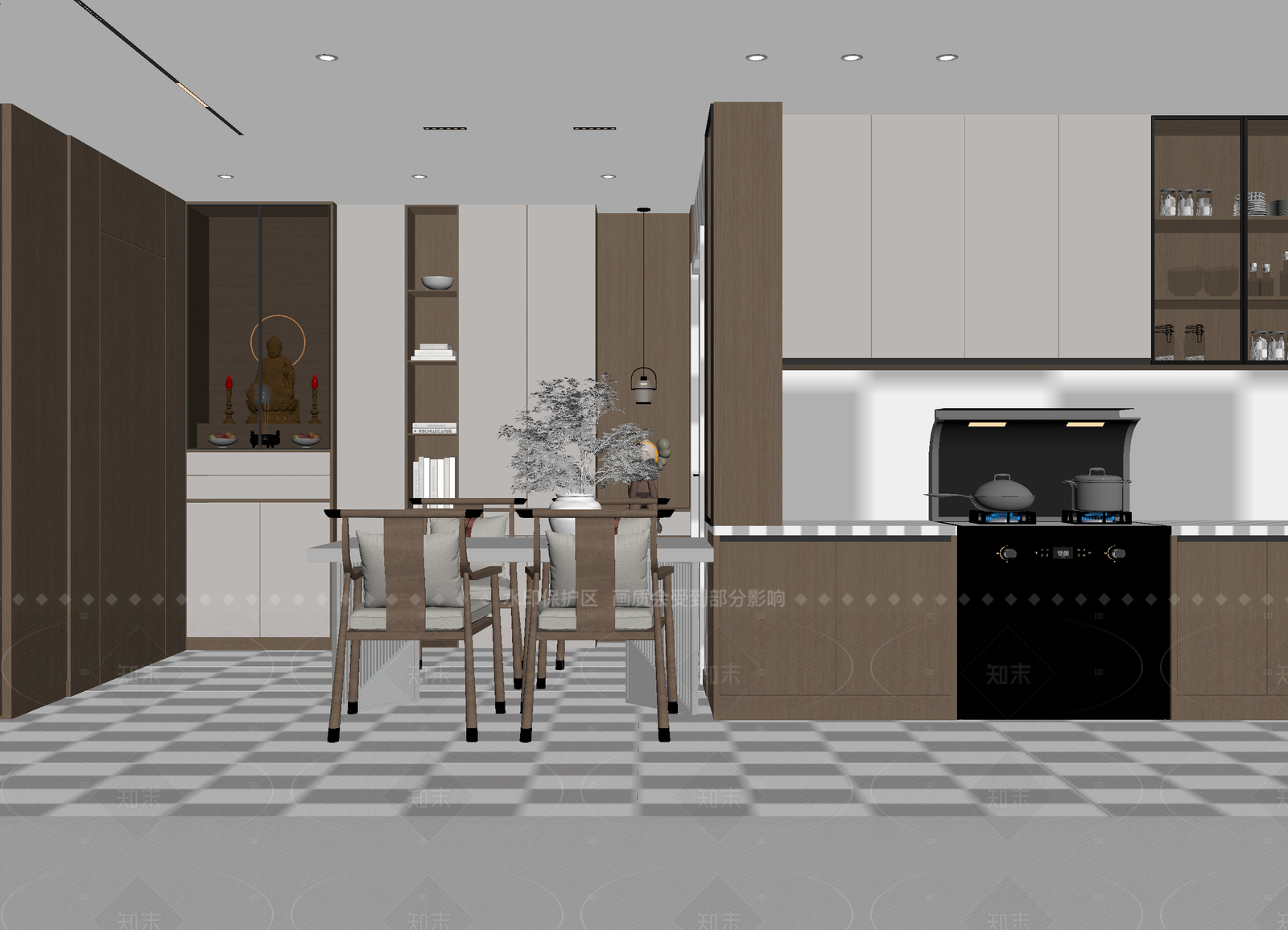 新中式客餐厅3D模型下载【ID:1214980894】