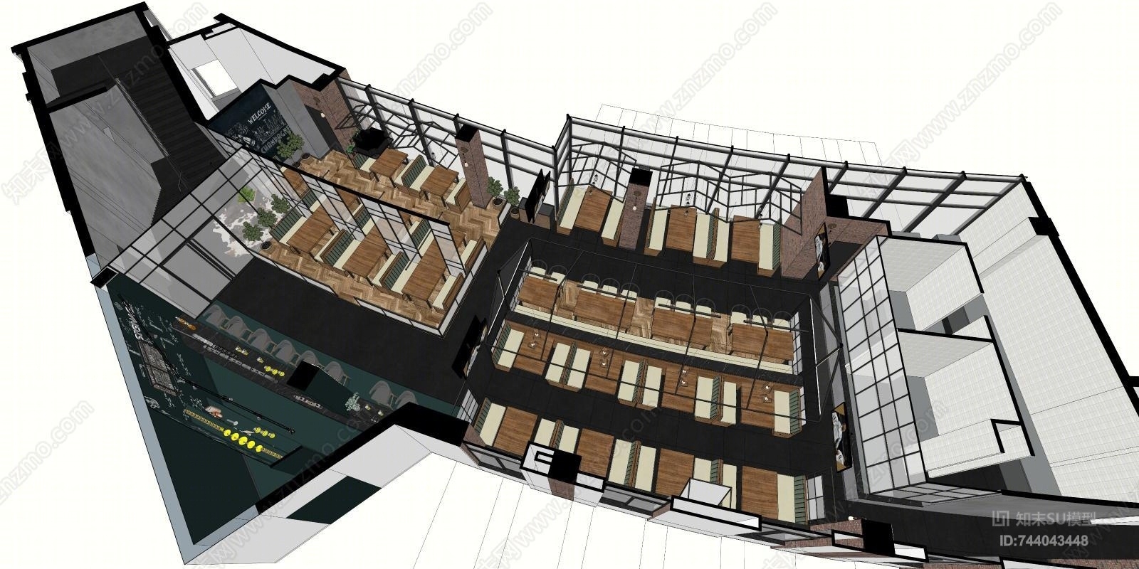 工业风酒吧SU模型下载【ID:744043448】