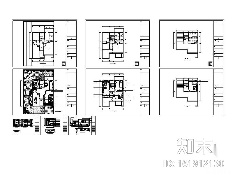 现代别墅装修图(含效果)cad施工图下载【ID:161912130】