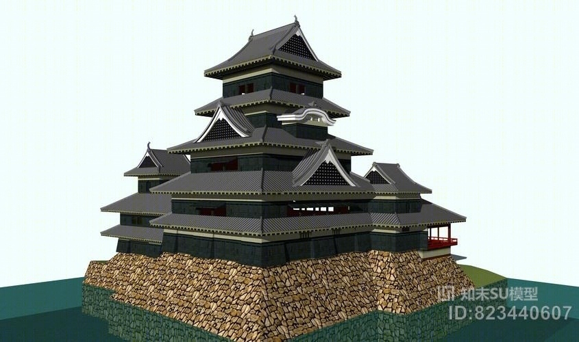 日本松本城城堡SU模型下载【ID:823440607】