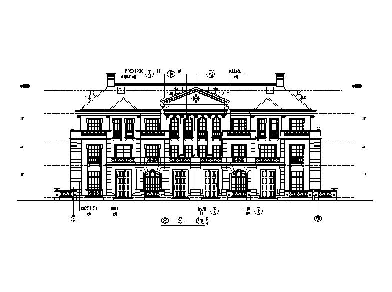 浙江四层砖混结构法式小花园住宅建筑cad施工图下载【ID:168486179】