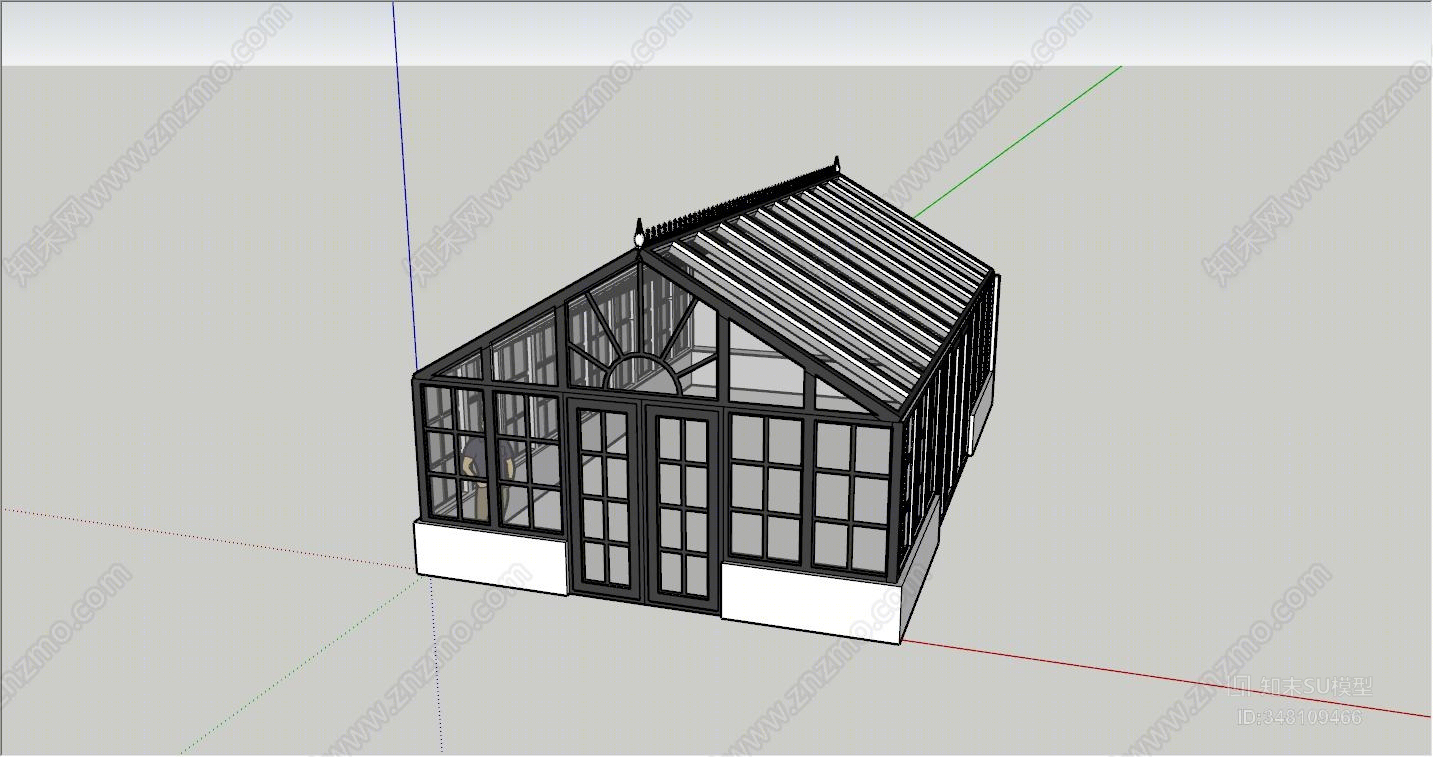 现代钢结构阳光房SU模型下载【ID:348109466】