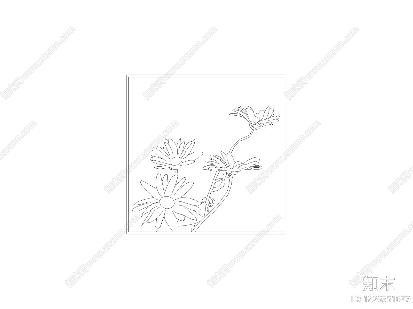 现代花CAD图纸