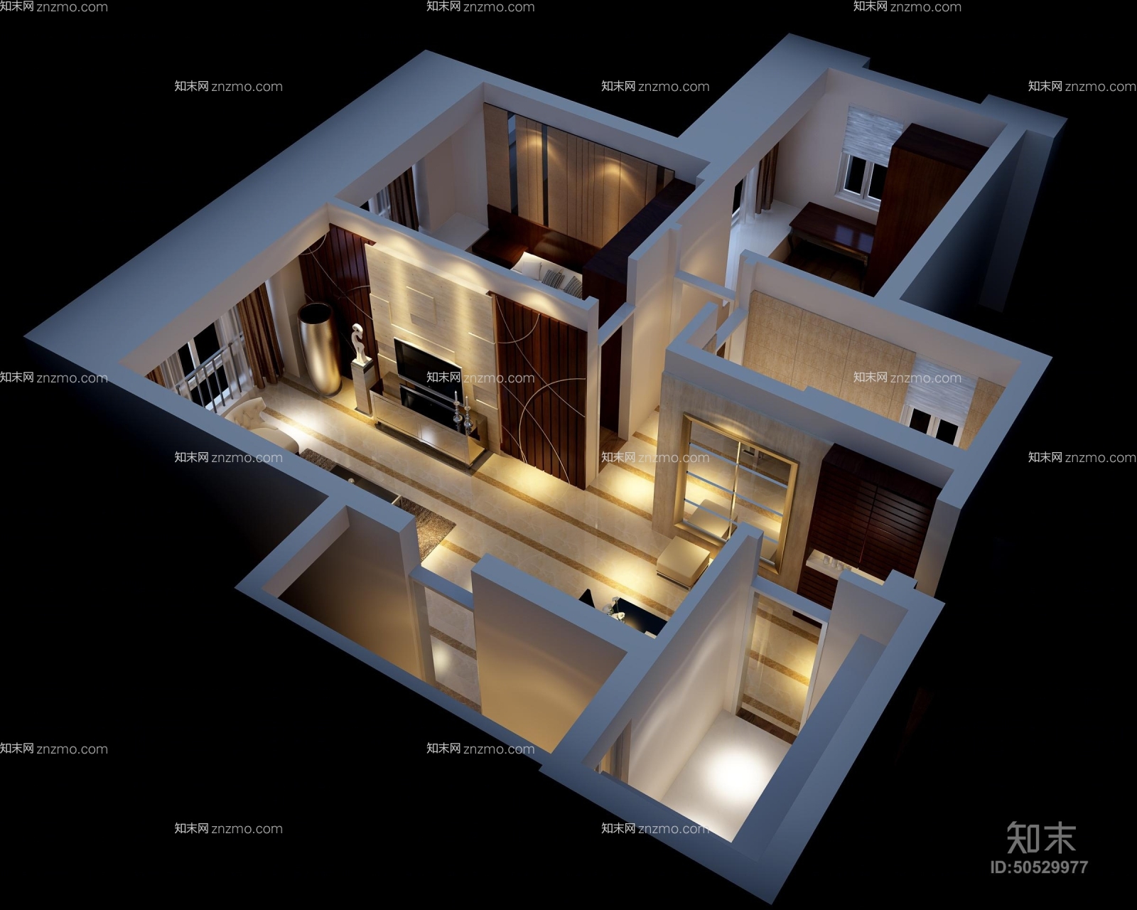 家装样板房3D模型下载【ID:50529977】