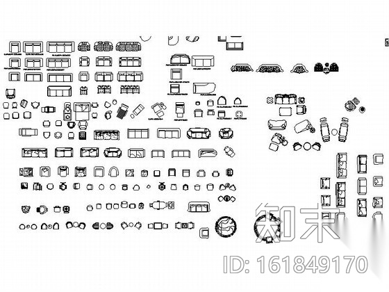 超全客厅沙发CAD图块下载cad施工图下载【ID:161849170】