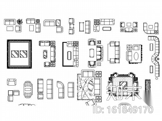 超全客厅沙发CAD图块下载cad施工图下载【ID:161849170】