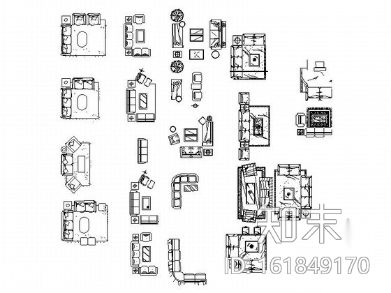 超全客厅沙发CAD图块下载cad施工图下载【ID:161849170】