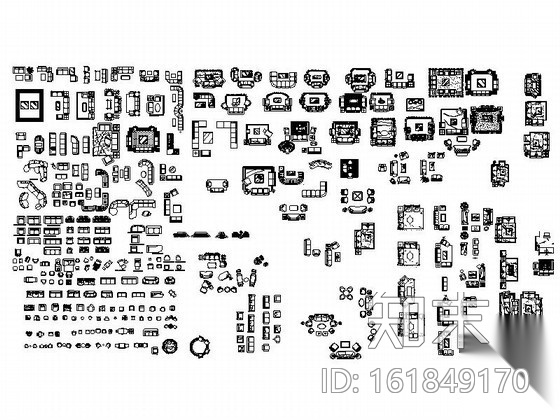 超全客厅沙发CAD图块下载cad施工图下载【ID:161849170】