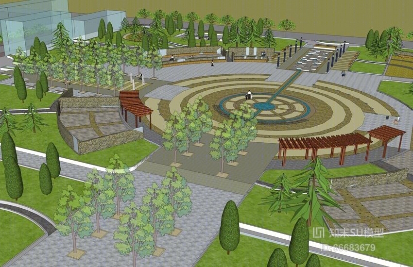 现代紫金广场景观设计SUSU模型下载【ID:66683679】