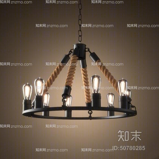 现代黑色铁艺吊灯3D模型下载【ID:50780285】