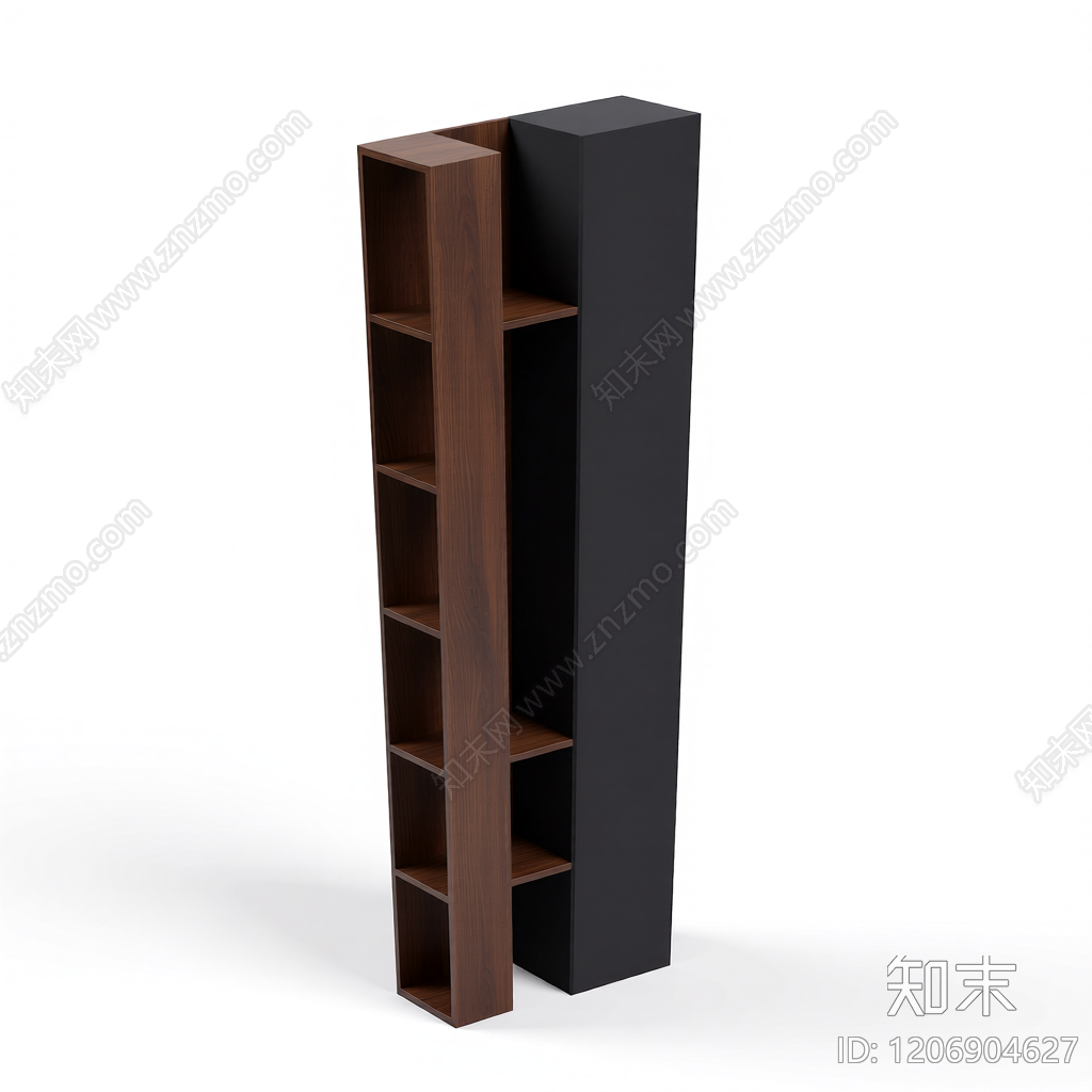 深色书柜组合体3D模型下载【ID:1206904627】