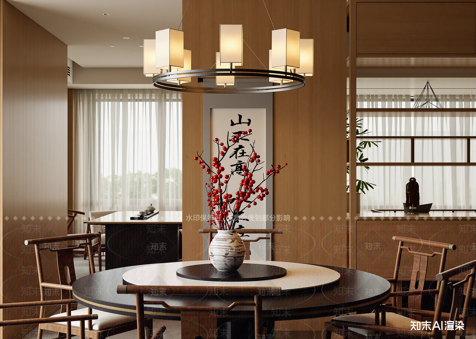 新中式中餐厅3D模型下载【ID:1214992728】