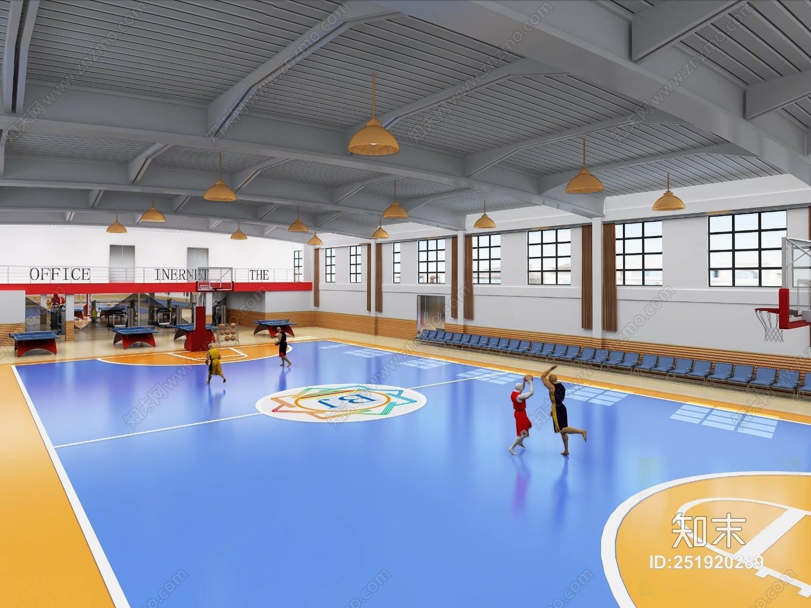 现代篮球场3D模型下载【ID:251920289】