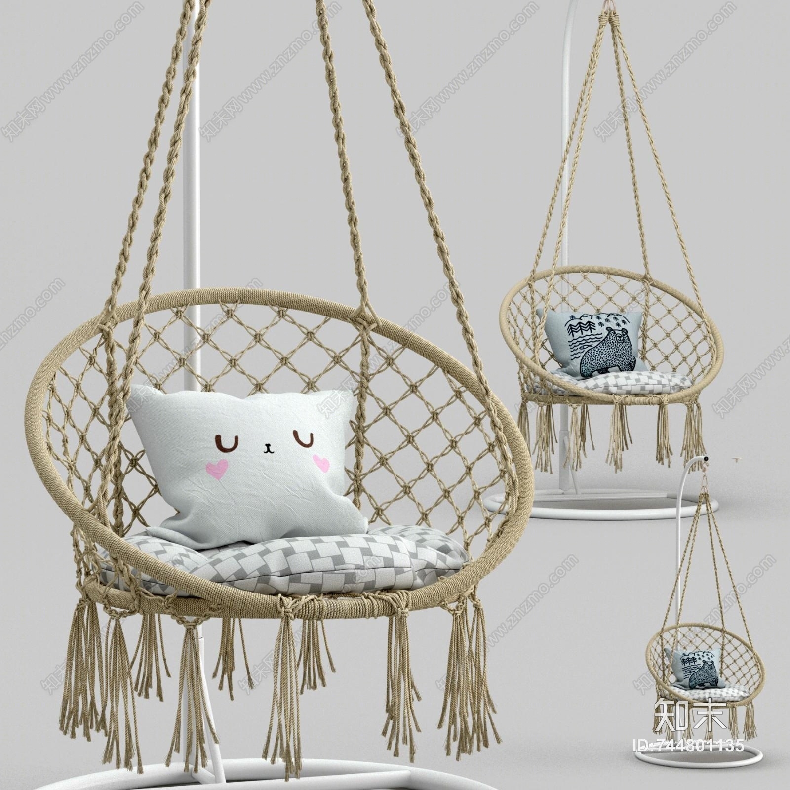 现代户外绳编吊椅3D模型下载【ID:744801135】