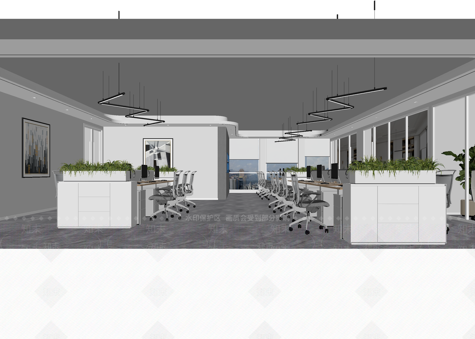 现代办公区3D模型下载【ID:1214725078】