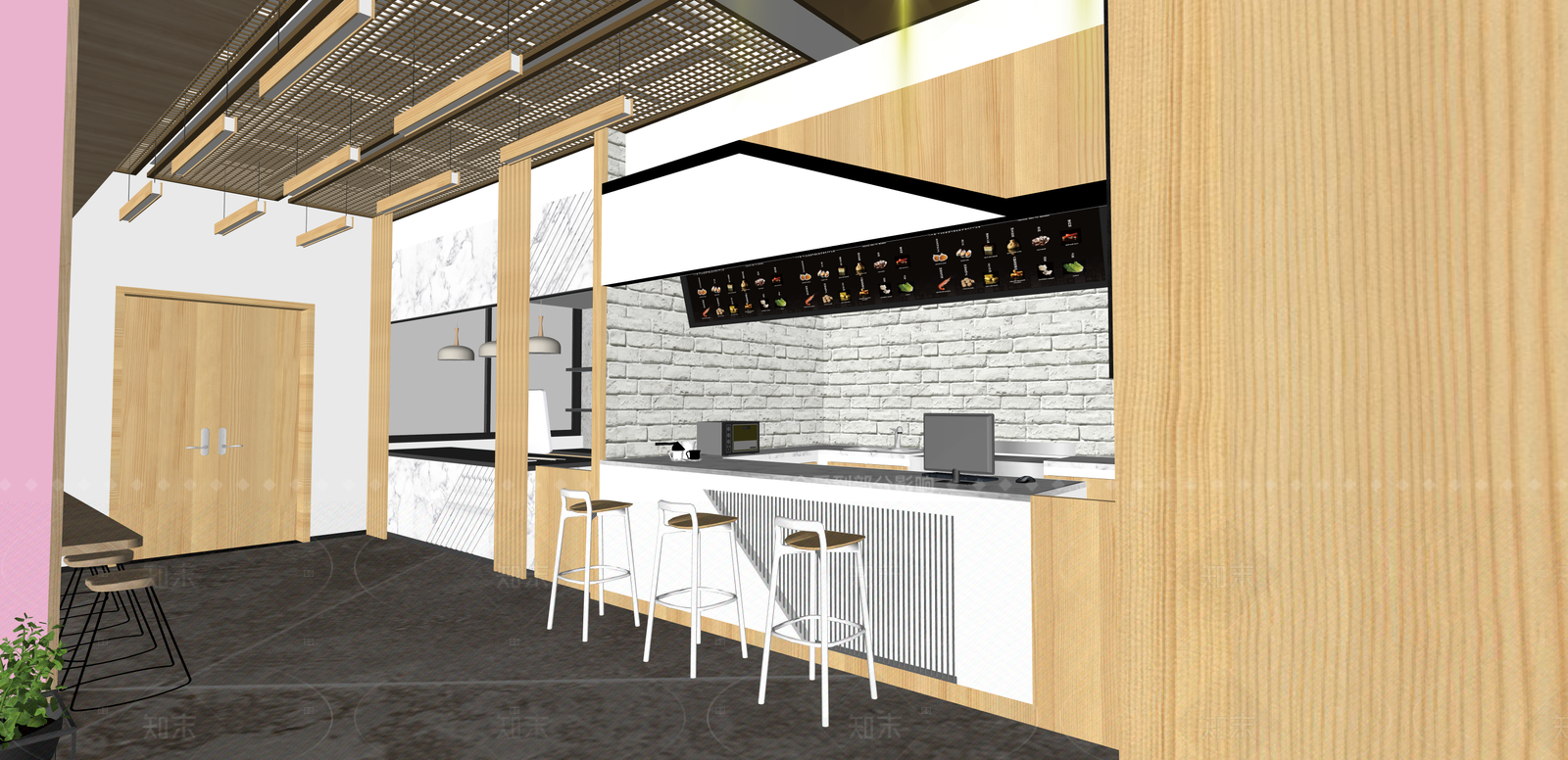现代快餐店SU模型下载【ID:1216029306】