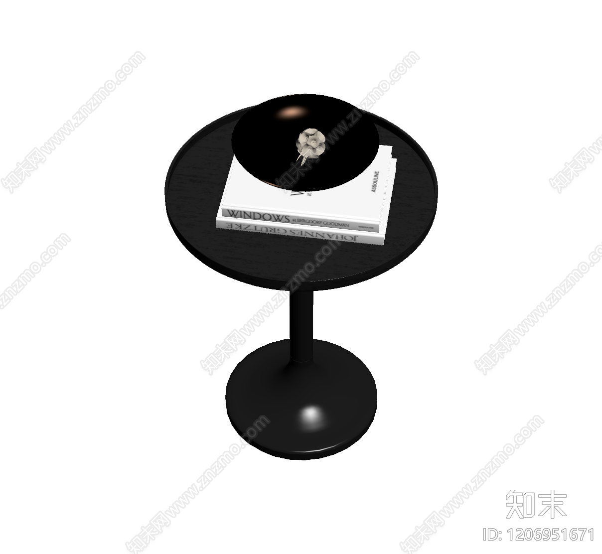 黑色圆桌带装饰品3D模型下载【ID:1206951671】