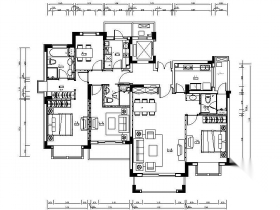 万科家居三居室样板房设计图(平面)施工图下载【ID:160739197】