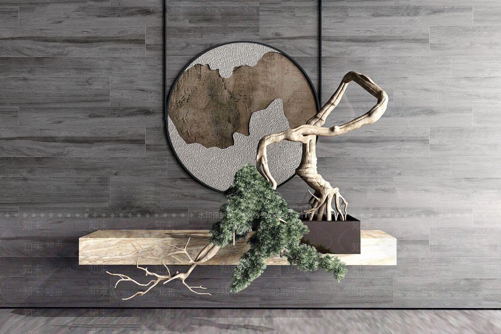 新中式松树盆栽3D模型下载【ID:1107410134】