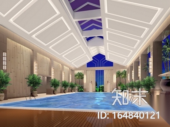 [石家庄]山水园林式五星级迎宾馆泳池设计施工图（含效果...cad施工图下载【ID:164840121】