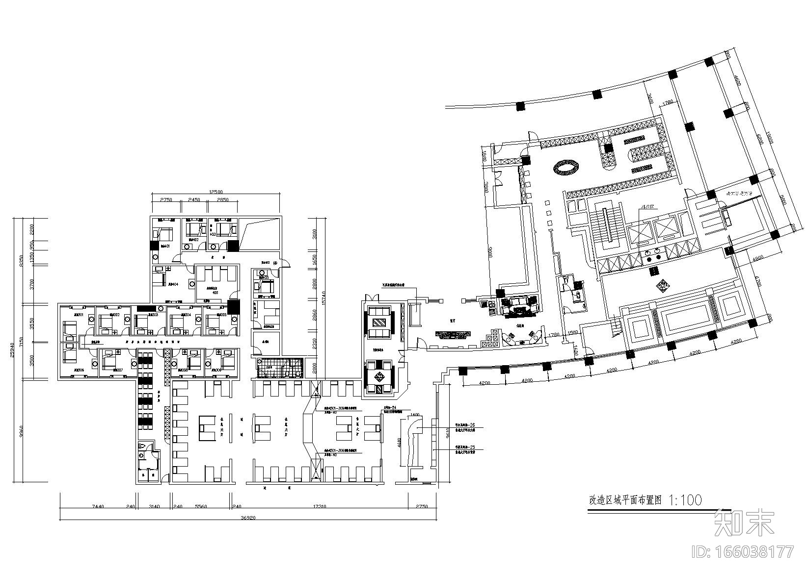 简易酒店室内改造装修设计项目施工图cad施工图下载【ID:166038177】