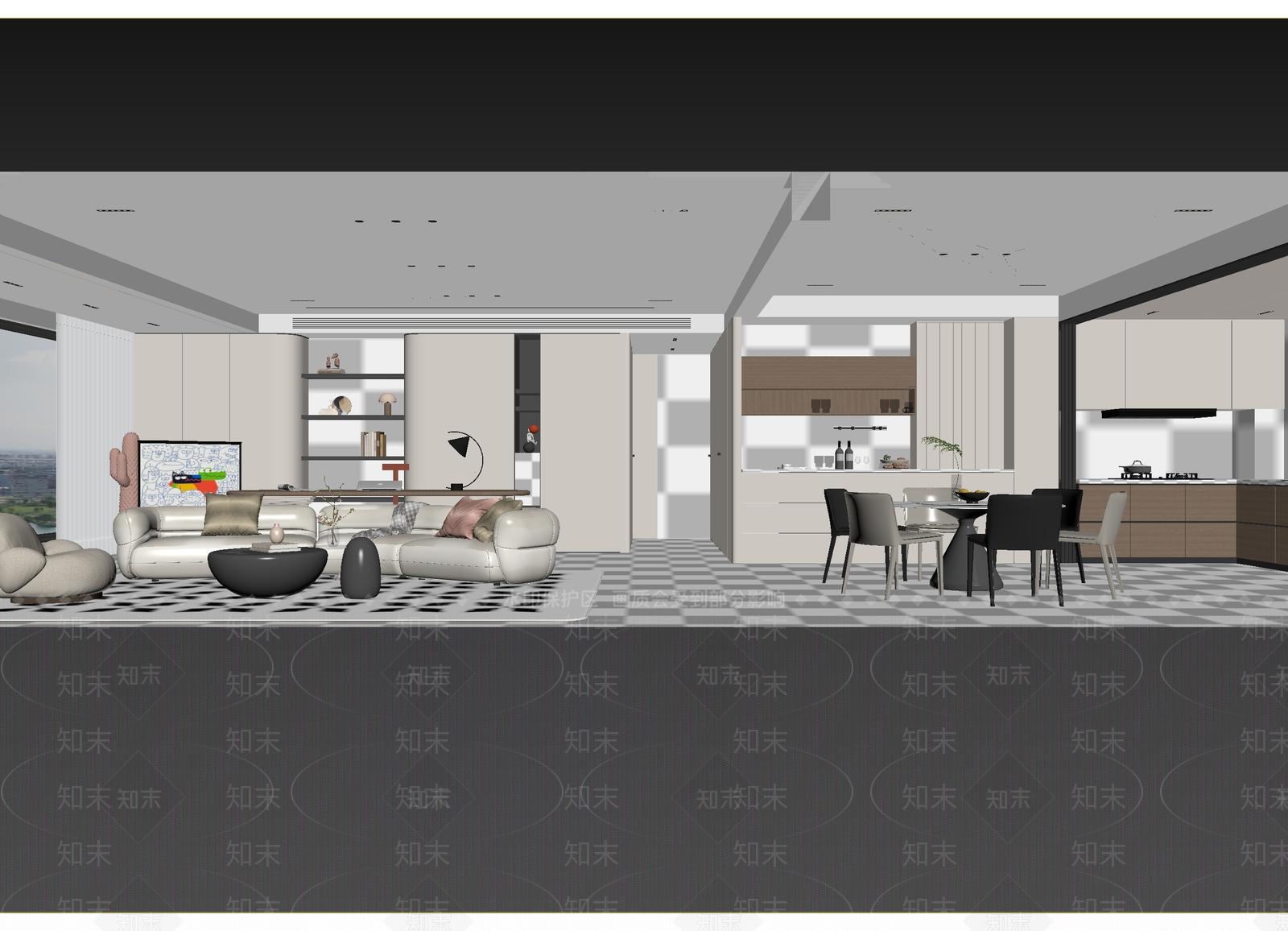 现代客餐厅3D模型下载【ID:1215084868】