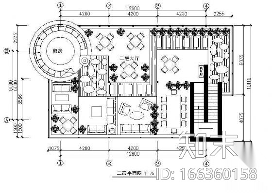 酒吧装饰平面图cad施工图下载【ID:166360158】