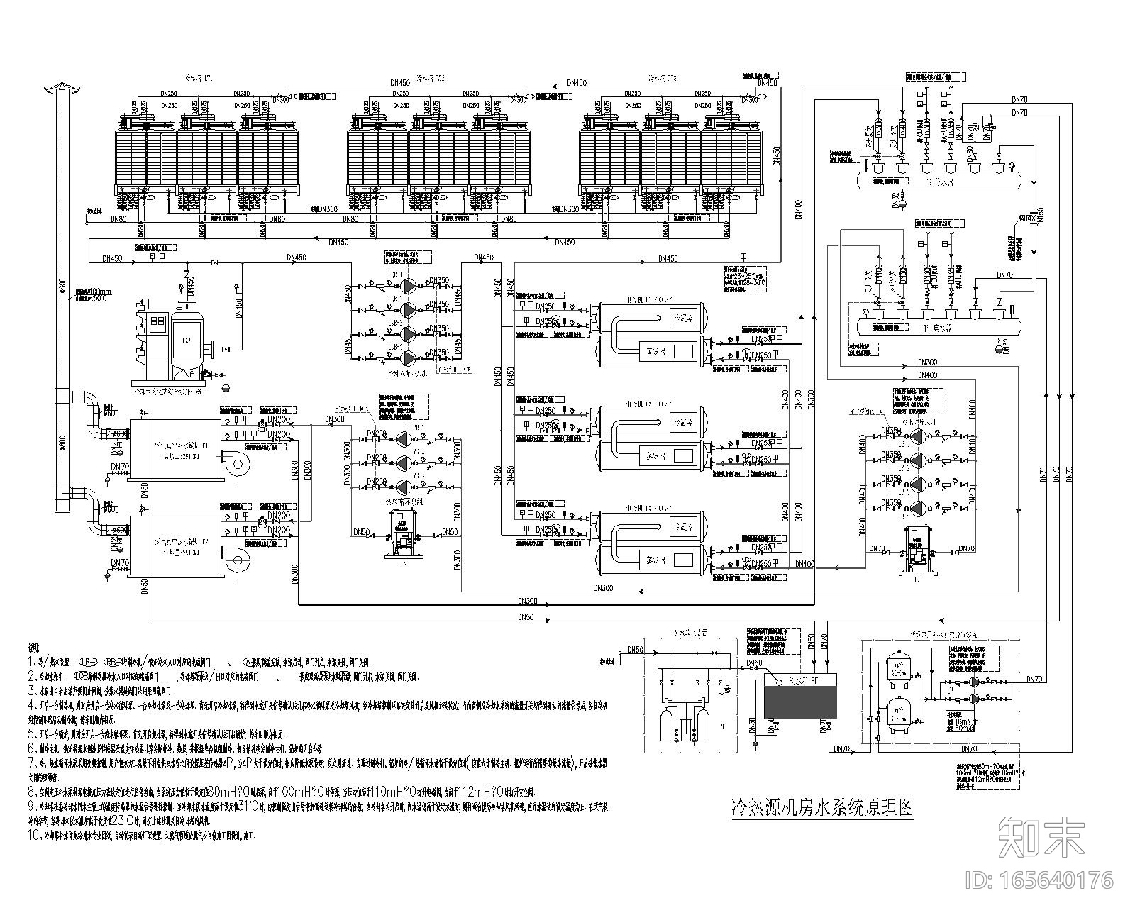 空调冷热源机房及相关暖通设计施工图施工图下载【ID:165640176】
