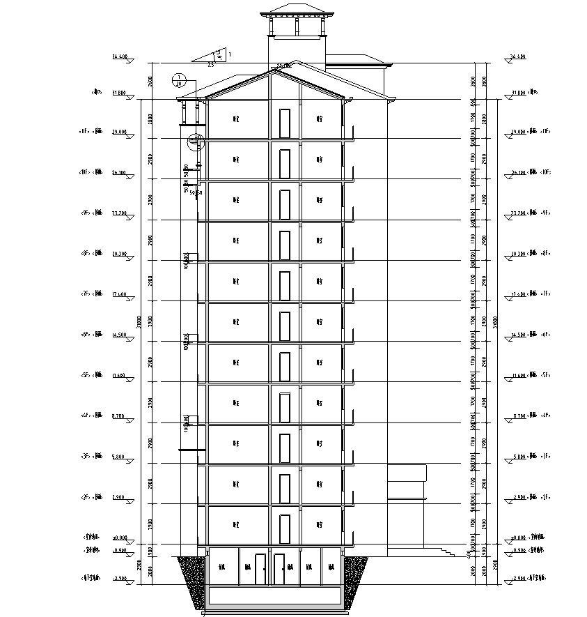 [宁夏]11层新中式风格剪力墙结构住宅小区建筑施工图施工图下载【ID:149778125】