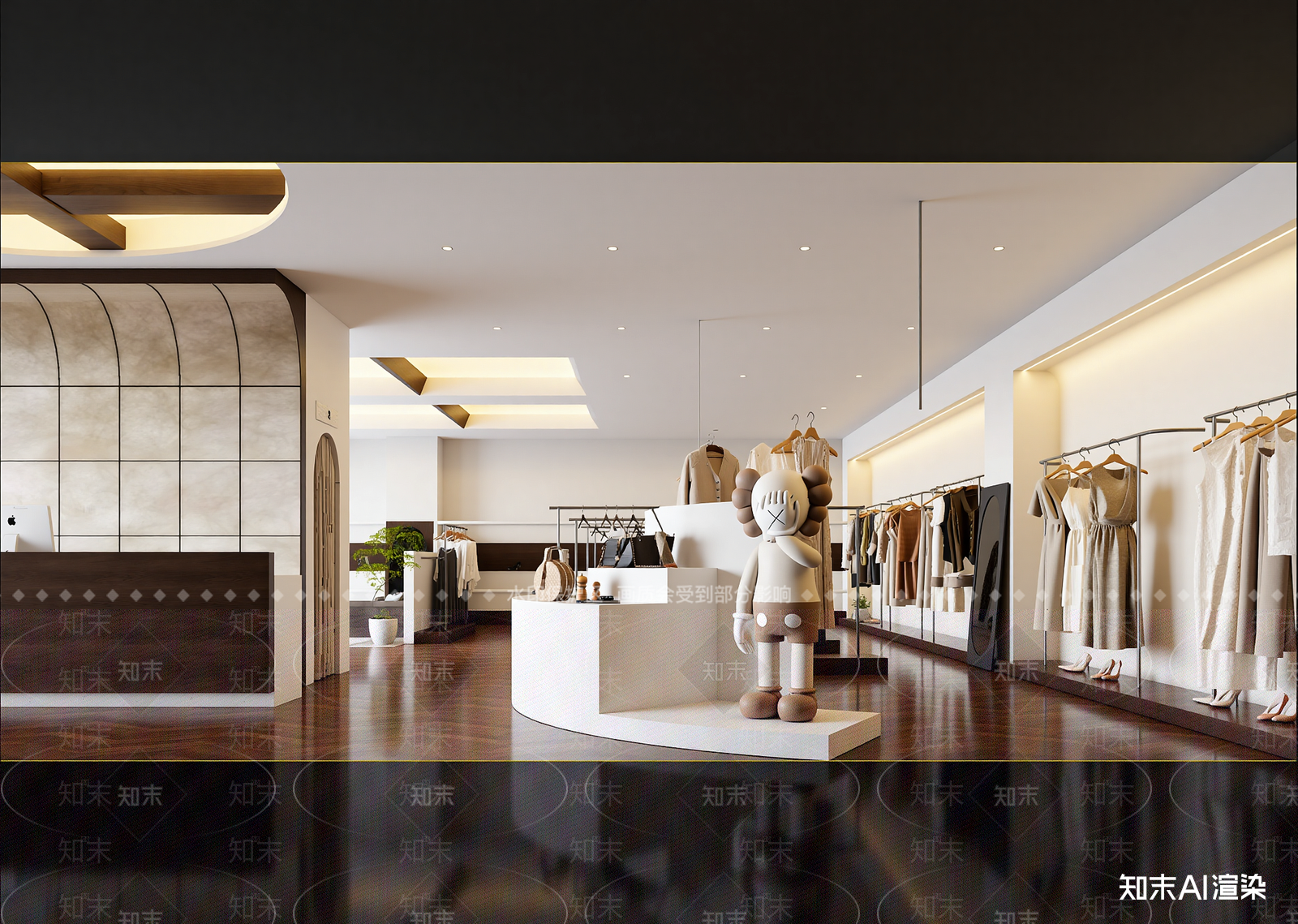 现代服装展厅3D模型渲染效果图