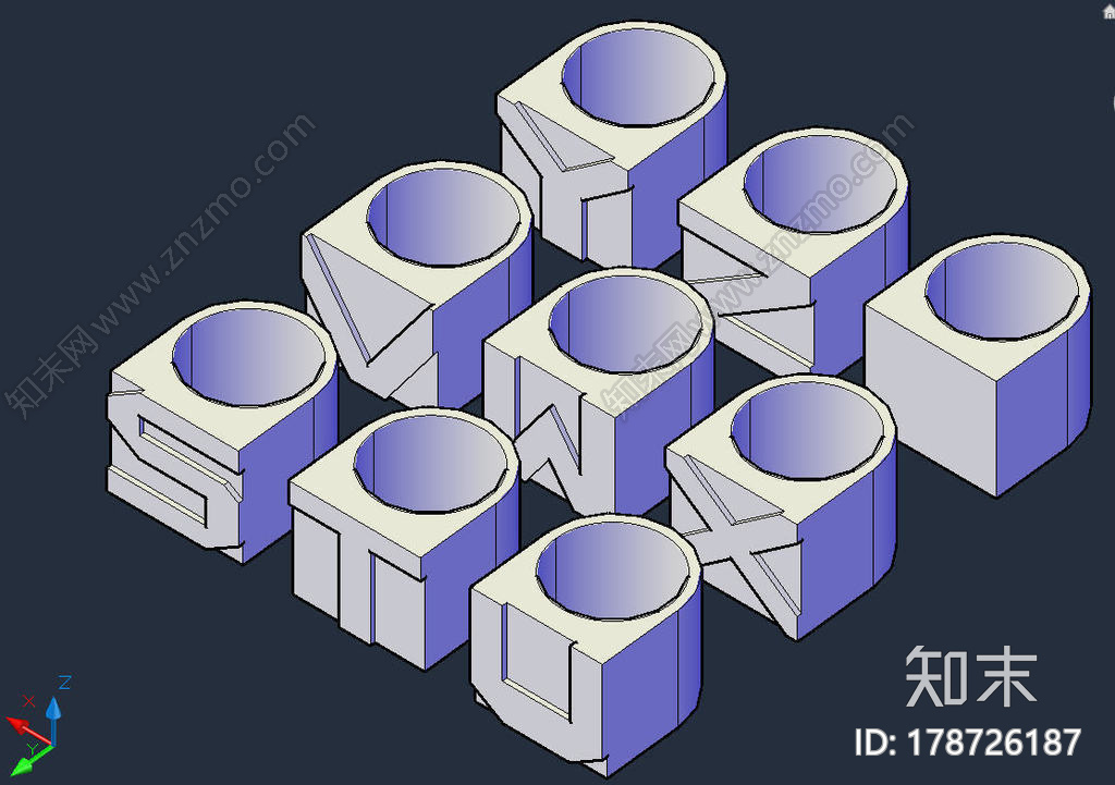 字母戒指3d打印模型下载【ID:178726187】