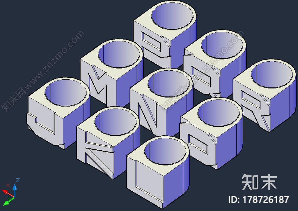 字母戒指3d打印模型下载【ID:178726187】