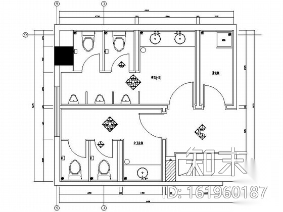 [重庆]现代简约四星级酒店卫生间室内精装修设计施工图施工图下载【ID:161960187】
