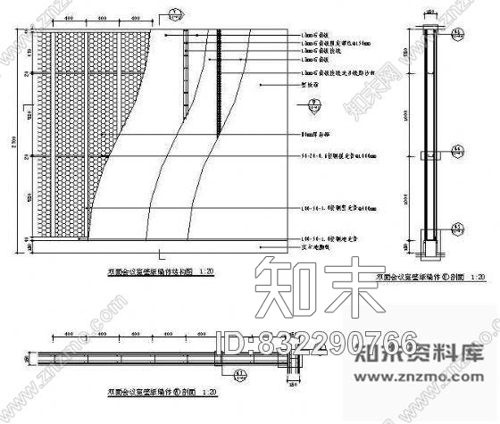 图块/节点双面会议室壁纸墙体结构图cad施工图下载【ID:832290766】