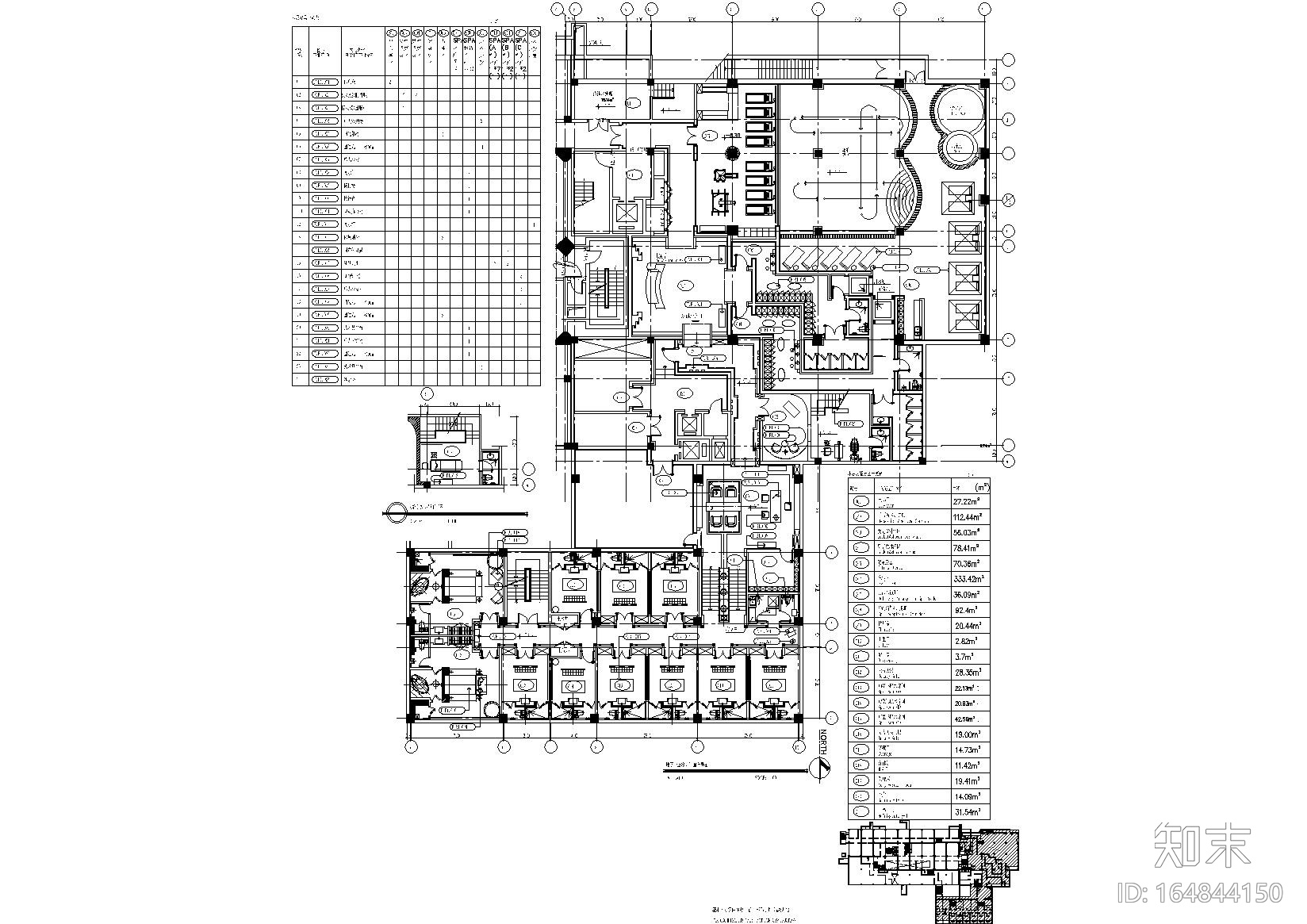 [北京]北京吉林大厦SPA会所区整套图纸cad施工图下载【ID:164844150】