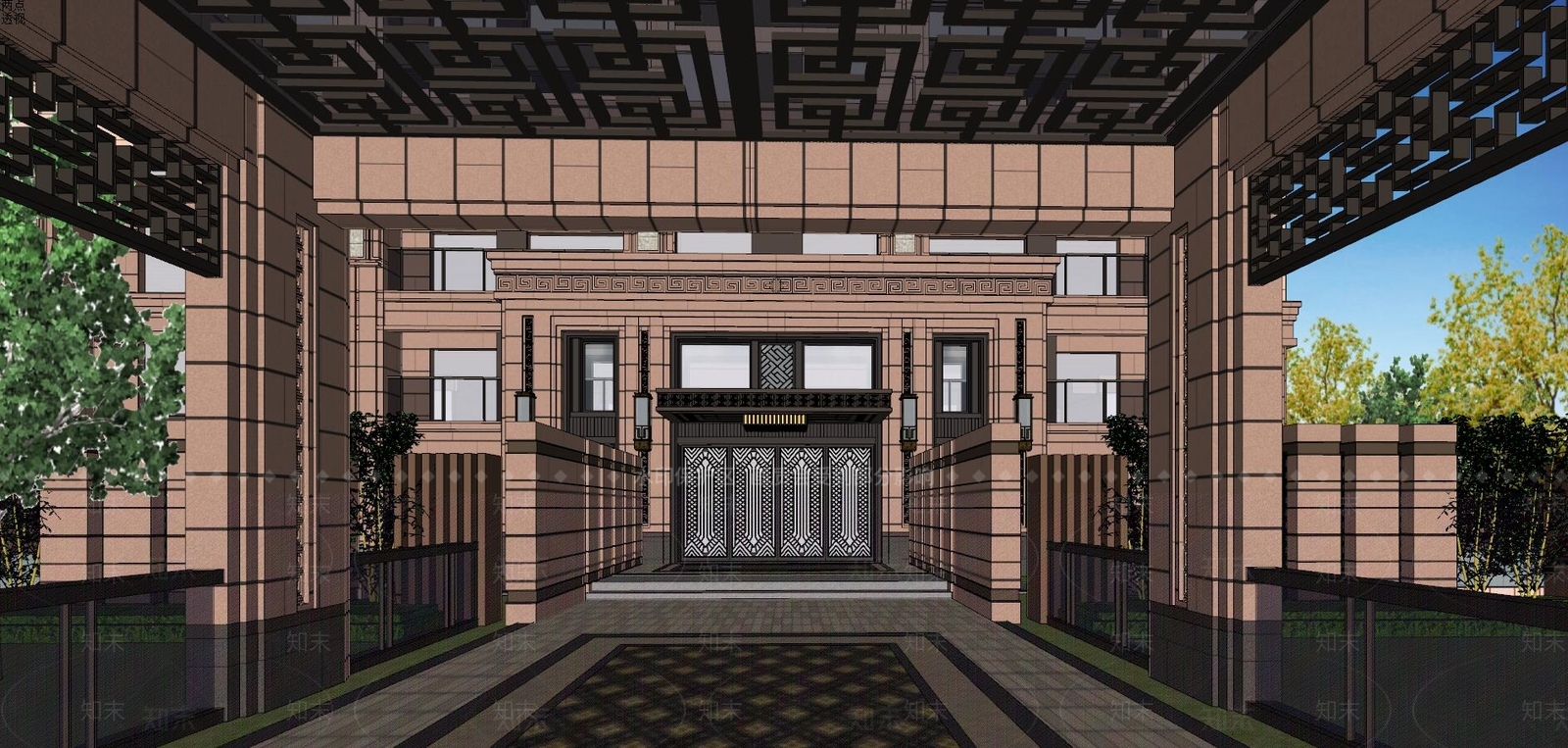 新古典入户大门SU模型下载【ID:172383191】