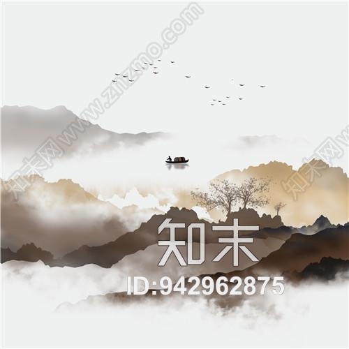 新中式抽象挂画装饰画贴图下载【ID:942962875】