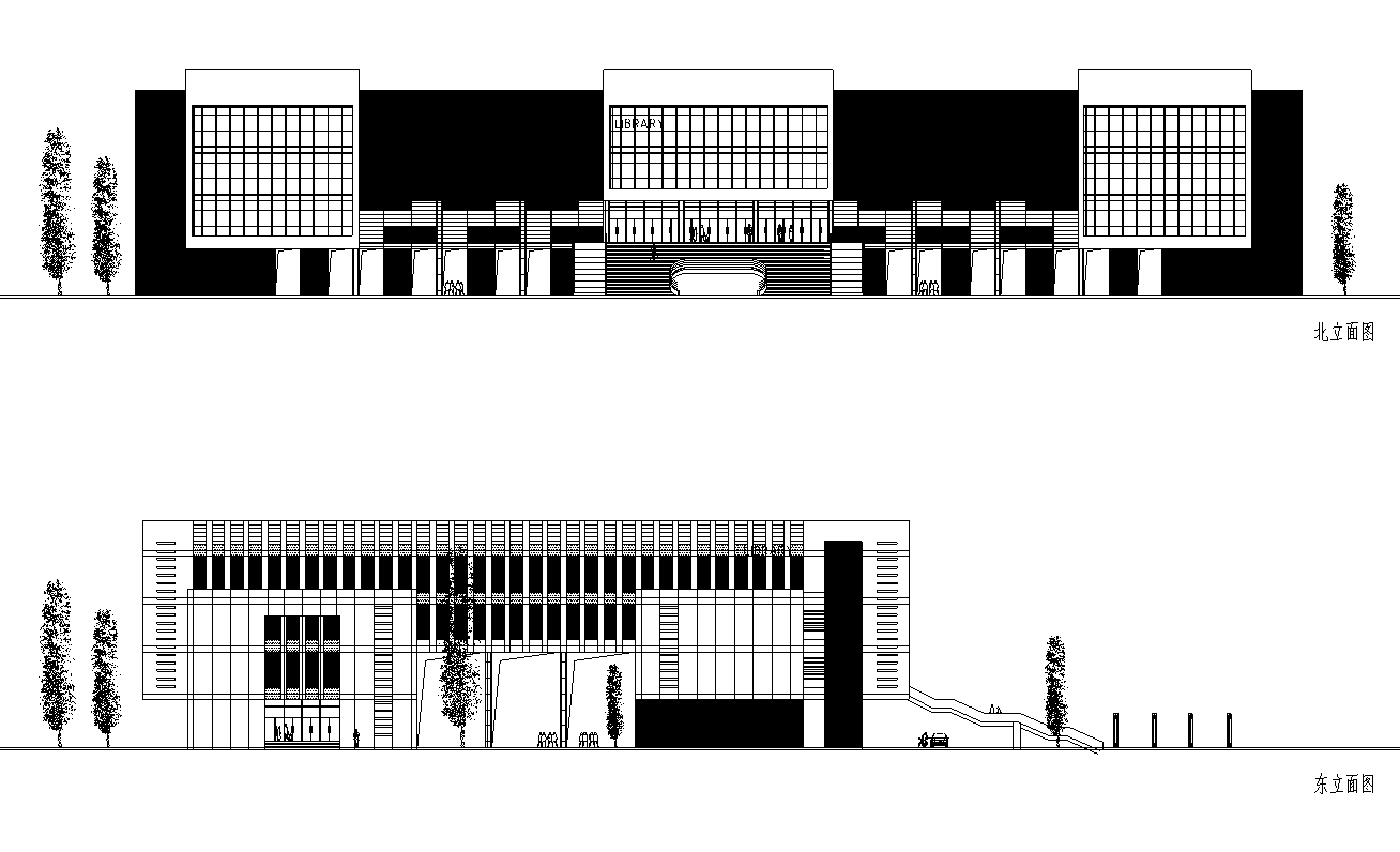 海南图书馆室内设计方案带外观效果图cad施工图下载【ID:161682177】