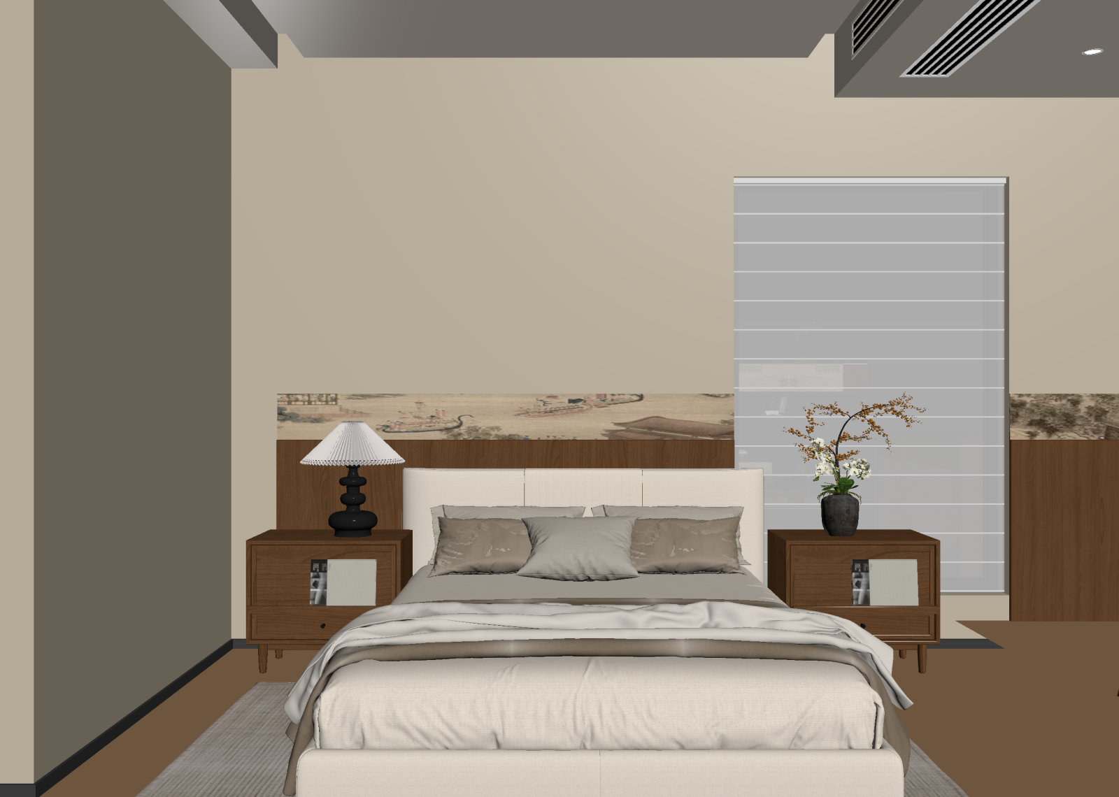 新中式酒店客房3D模型下载【ID:1215146482】