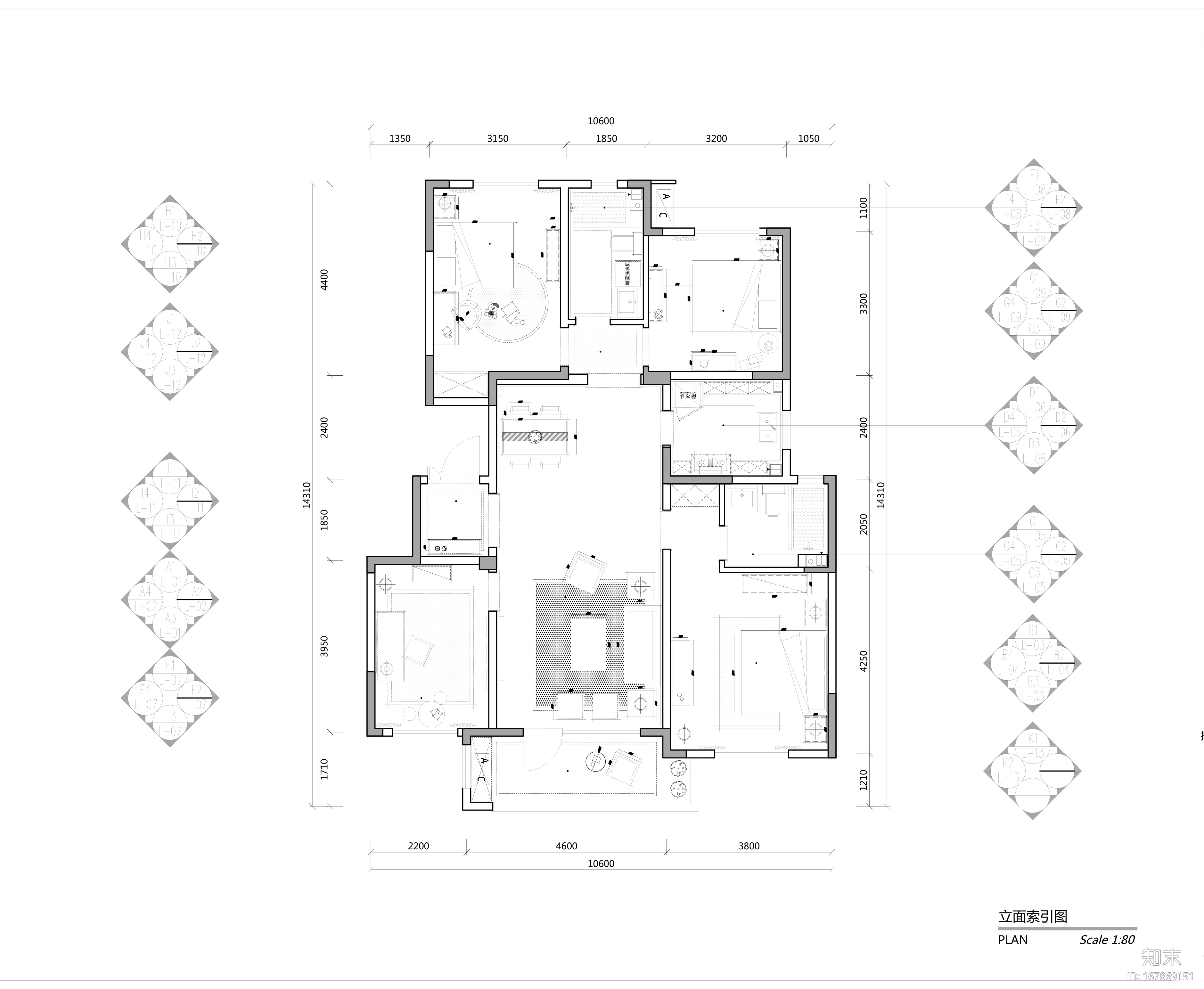 [青岛]海德公学E地块法式风格样板间设计施工图及效果图施工图下载【ID:167869151】