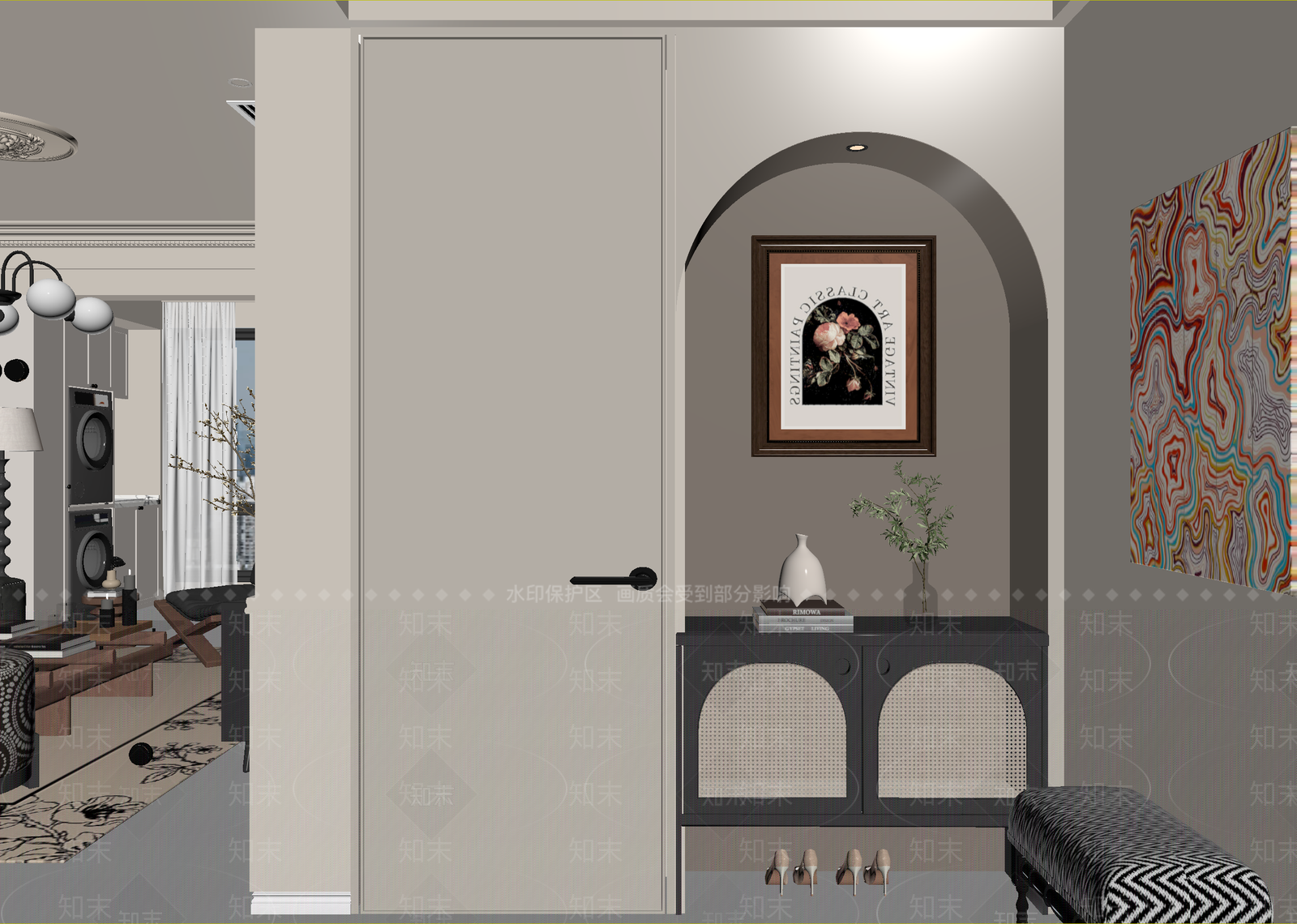 法式玄关3D模型下载【ID:1214695814】