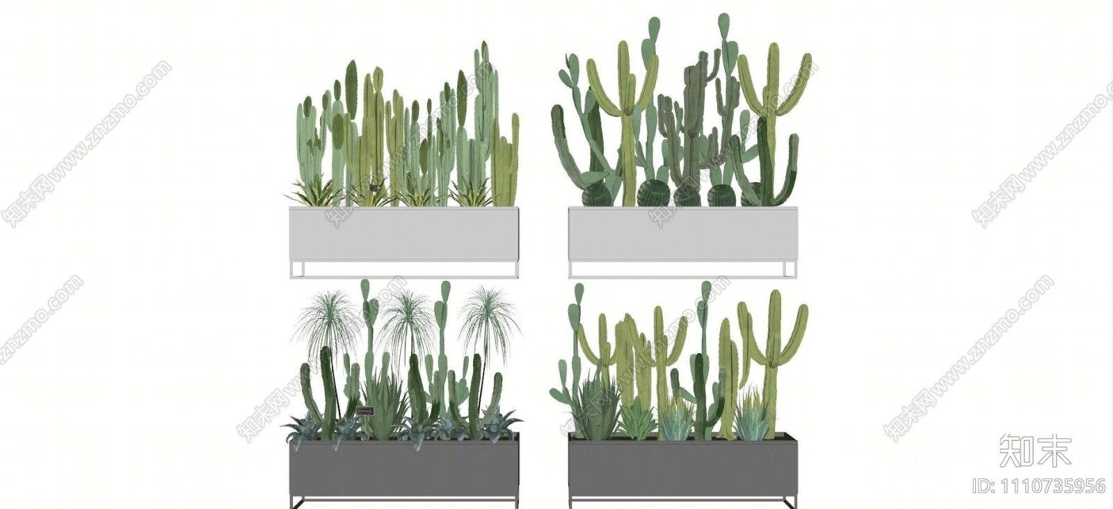 现代仙人掌盆栽SU模型下载【ID:1110735956】