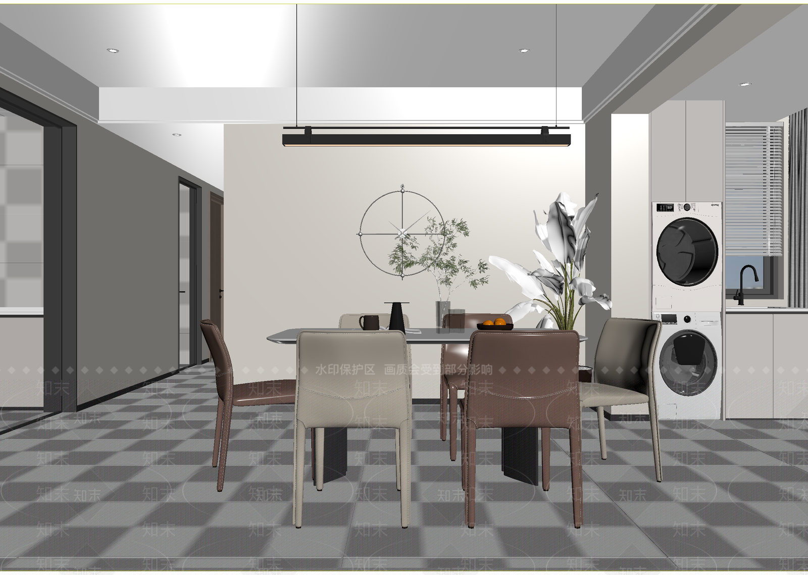 现代家居餐厅3D模型下载【ID:1215147026】
