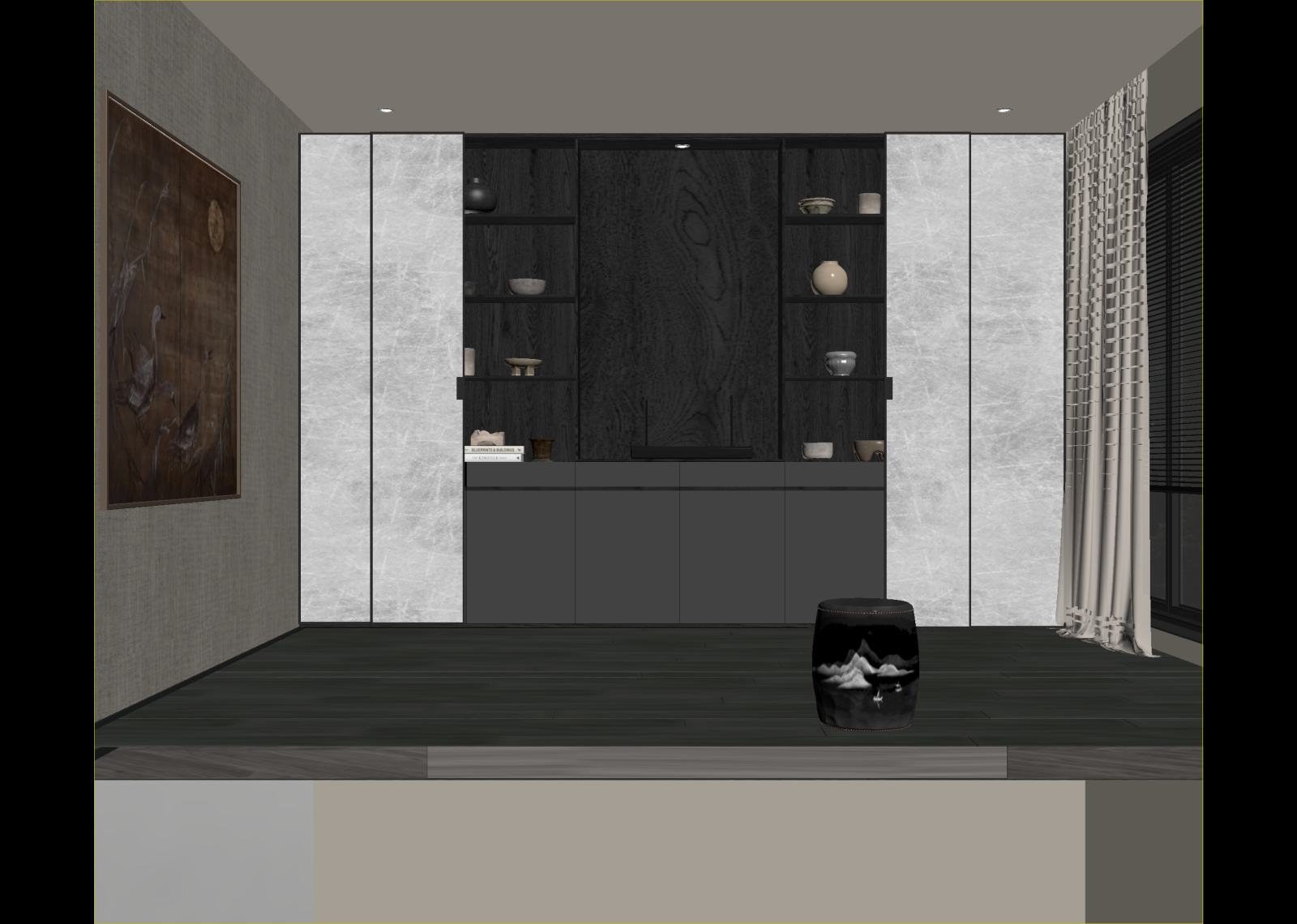 复古茶室3D模型下载【ID:1214655974】