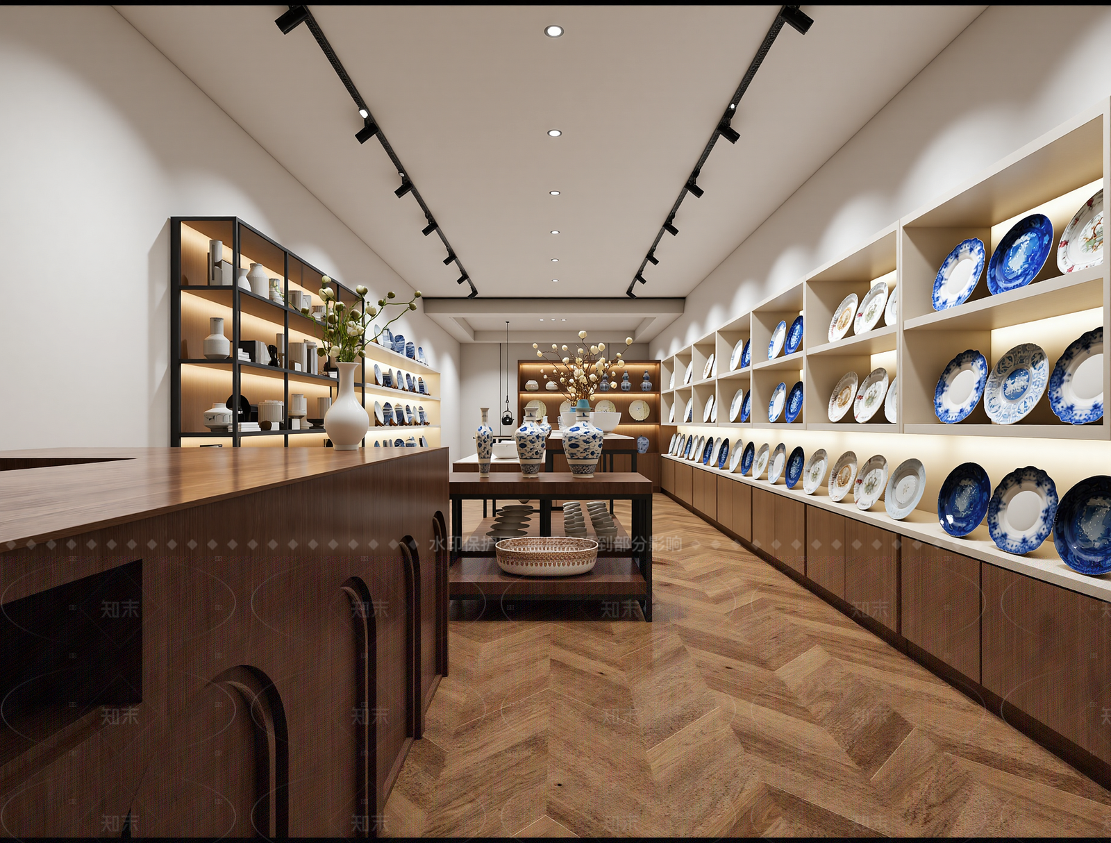 法式陶瓷展厅3D模型下载【ID:1214977981】