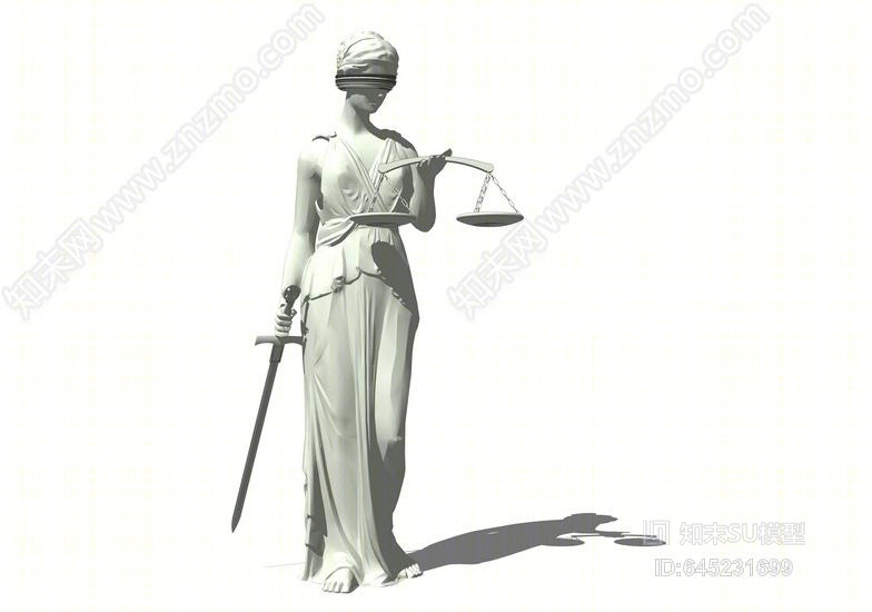 现代女神雕塑SU模型下载【ID:645231699】