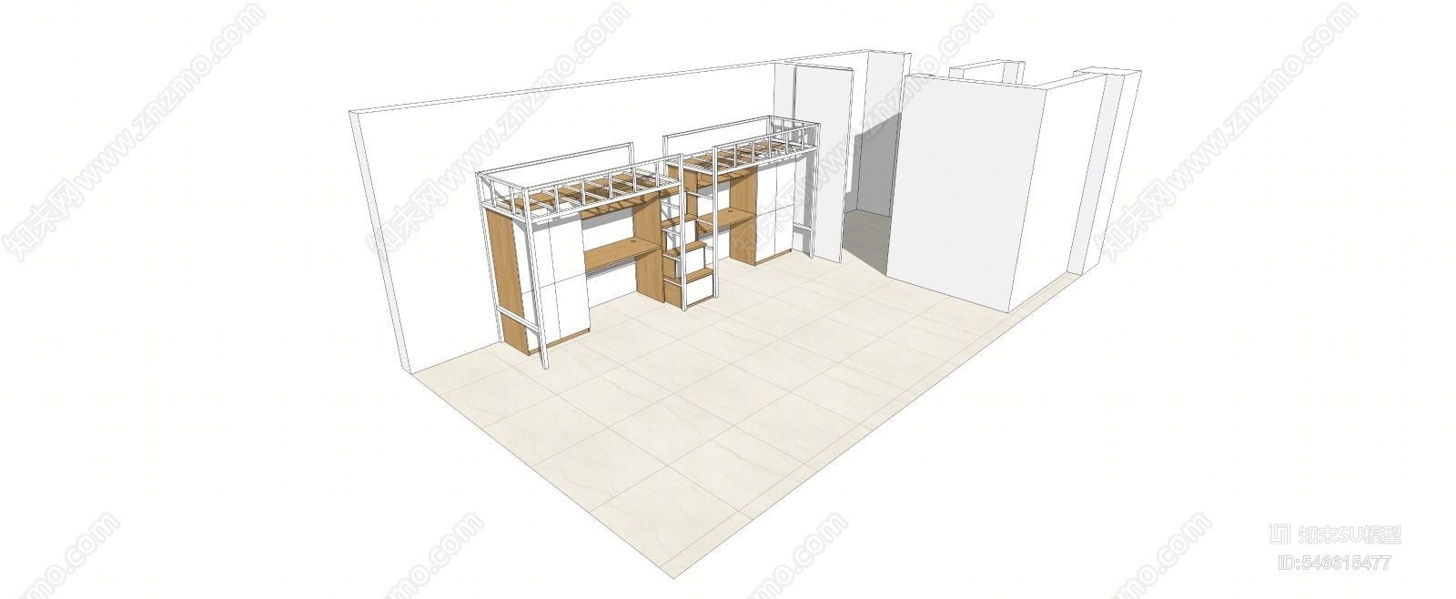 现代公寓床SU模型下载【ID:546615477】