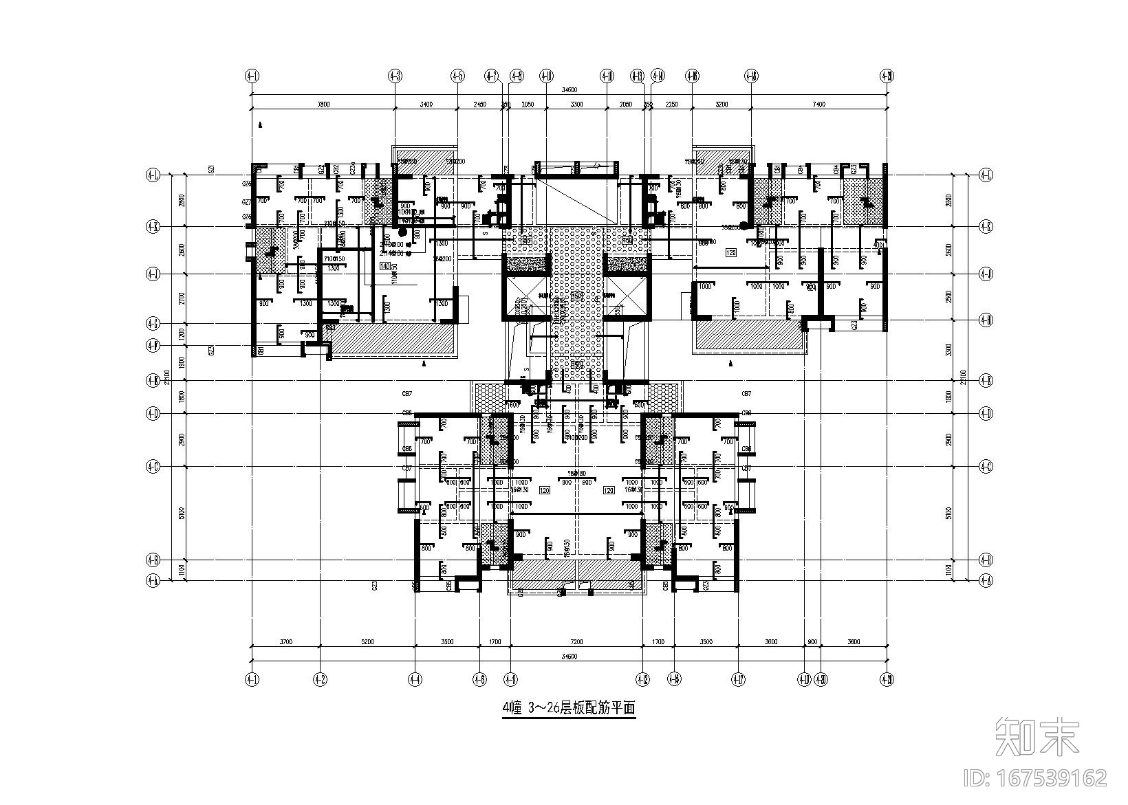 框剪结构高层住宅楼cad施工图下载【ID:167539162】